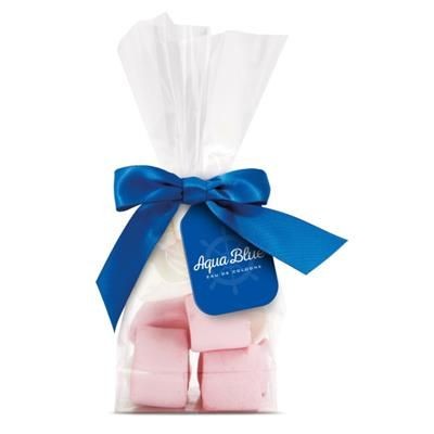 Branded Promotional LARGE TAG BAG with Marshmallows Sweets From Concept Incentives.