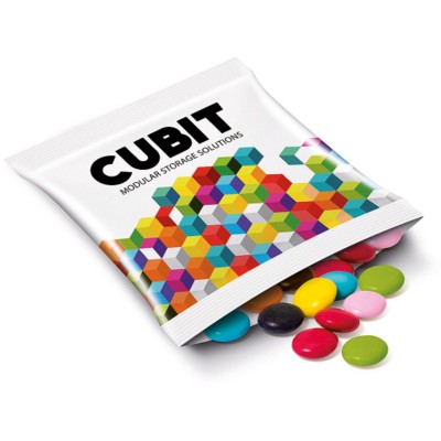 Branded Promotional FLOW WRAP BAG with Chocolate Beanies Chocolate From Concept Incentives.