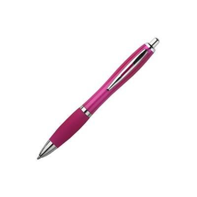 Branded Promotional CURVY COLOUR BALL PEN in Pink Pen From Concept Incentives.