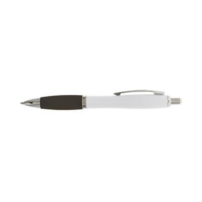 Branded Promotional CURVY BALL PEN in White & Black Pen From Concept Incentives.