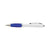 Branded Promotional CURVY BALL PEN in White & Dark Blue Pen From Concept Incentives.