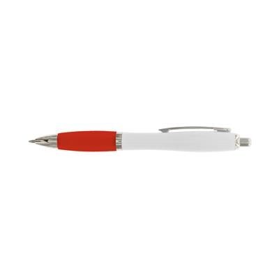 Branded Promotional CURVY BALL PEN in White & Red Pen From Concept Incentives.