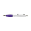 Branded Promotional CURVY BALL PEN in White & Purple Pen From Concept Incentives.