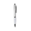 Branded Promotional CURVY SILVER BALL PEN in White Pen From Concept Incentives.