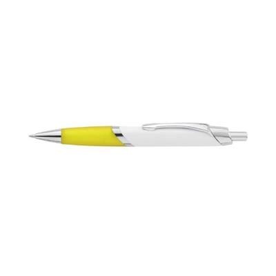 Branded Promotional OVALE BALL PEN in White & Yellow Pen From Concept Incentives.