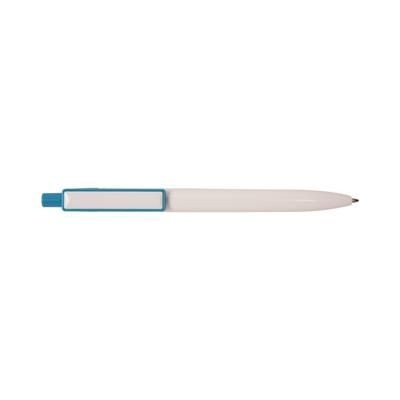 Branded Promotional BORDER MESSAGE PEN in White & Blue Pen From Concept Incentives.