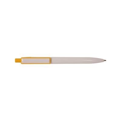 Branded Promotional BORDER MESSAGE PEN in White & Yellow Pen From Concept Incentives.