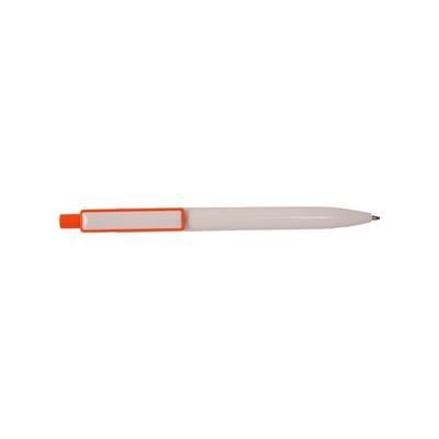 Branded Promotional BORDER MESSAGE PEN in White & Orange Pen From Concept Incentives.