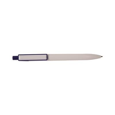 Branded Promotional BORDER MESSAGE PEN in White & Navy Blue Pen From Concept Incentives.