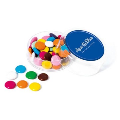 Branded Promotional MAXI ROUND CHOCOLATE BEANIES POT Chocolate From Concept Incentives.