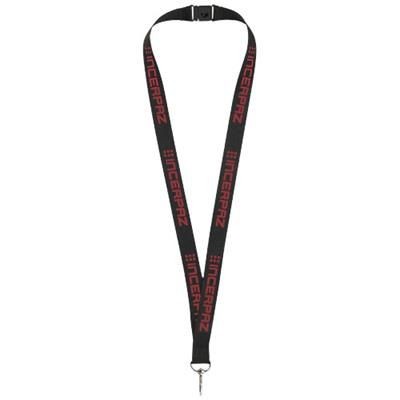 Branded Promotional LAGO LANYARD with Break-away Closure in Black Solid Lanyard From Concept Incentives.