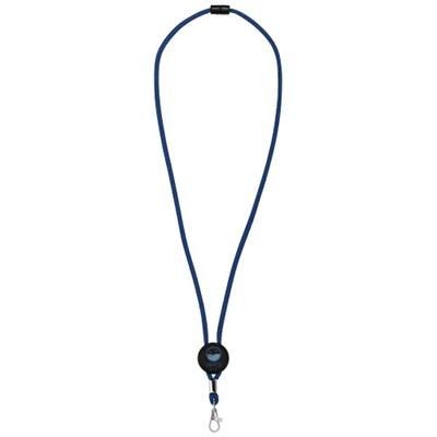 Branded Promotional HAGEN DUAL-TONE LANYARD with Adjustable Round Disc in Royal Blue-black Solid Lanyard From Concept Incentives.