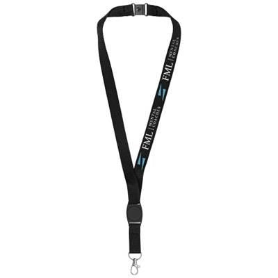 Branded Promotional GATTO LANYARD with Break-away Closure in Black Solid Lanyard From Concept Incentives.