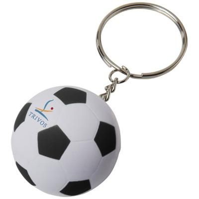 Branded Promotional STRIKER FOOTBALL KEYRING CHAIN in White Solid-black Solid Keyring From Concept Incentives.