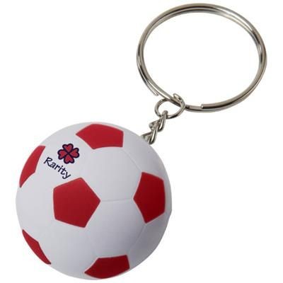 Branded Promotional STRIKER FOOTBALL KEYRING CHAIN in White Solid-red Keyring From Concept Incentives.