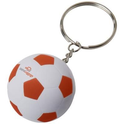 Branded Promotional STRIKER FOOTBALL KEYRING CHAIN in White Solid-orange Keyring From Concept Incentives.