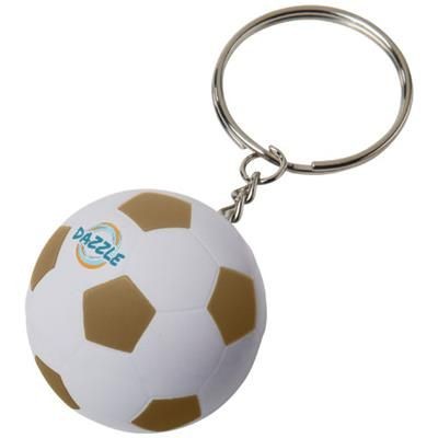 Branded Promotional STRIKER FOOTBALL KEYRING CHAIN in White Solid-gold Keyring From Concept Incentives.