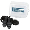 Branded Promotional BAZZ REUSABLE NOISE REDUCTION EAR PLUGS in Case in Black Solid Ear Plugs From Concept Incentives.