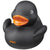 Branded Promotional AFFIE FLOATING RUBBER DUCK in Black Solid Duck Plastic From Concept Incentives.