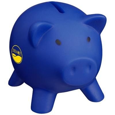 Branded Promotional PIGGY COIN BANK in Blue Money Box From Concept Incentives.