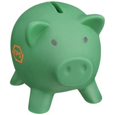 Branded Promotional PIGGY COIN BANK in Green Money Box From Concept Incentives.