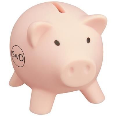 Branded Promotional PIGGY COIN BANK in Light Pink Money Box From Concept Incentives.
