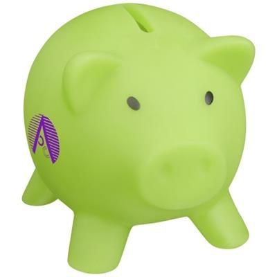 Branded Promotional PIGGY COIN BANK in Lime Money Box From Concept Incentives.