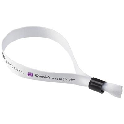 Branded Promotional TAGGY BRACELET with Security Lock in White Solid Wrist Band From Concept Incentives.