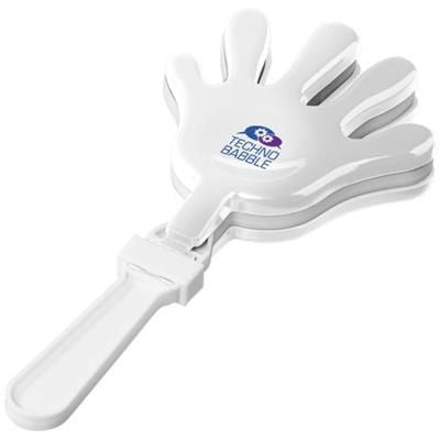 Branded Promotional HIGH-FIVE HAND CLAPPER in White Solid Noise Maker From Concept Incentives.