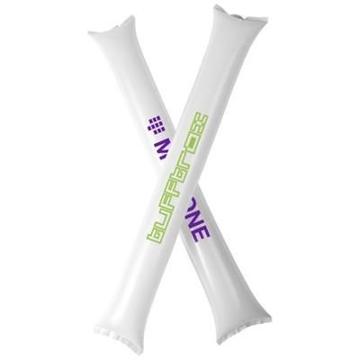 Branded Promotional CHEER 2-PIECE INFLATABLE CHEERING STICK in White Solid Noise Maker From Concept Incentives.