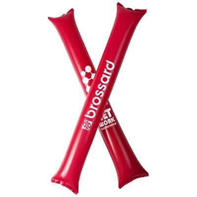 Branded Promotional CHEER 2-PIECE INFLATABLE CHEERING STICK in Red Noise Maker From Concept Incentives.