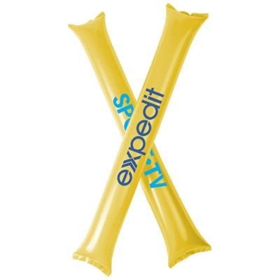 Branded Promotional CHEER 2-PIECE INFLATABLE CHEERING STICK in Yellow Noise Maker From Concept Incentives.