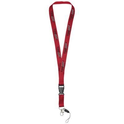 Branded Promotional SAGAN MOBILE PHONE HOLDER LANYARD with Detachable Buckle in Red Lanyard From Concept Incentives.