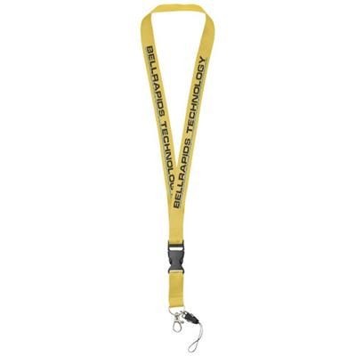 Branded Promotional SAGAN MOBILE PHONE HOLDER LANYARD with Detachable Buckle in Yellow Lanyard From Concept Incentives.