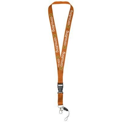 Branded Promotional SAGAN MOBILE PHONE HOLDER LANYARD with Detachable Buckle in Orange Lanyard From Concept Incentives.