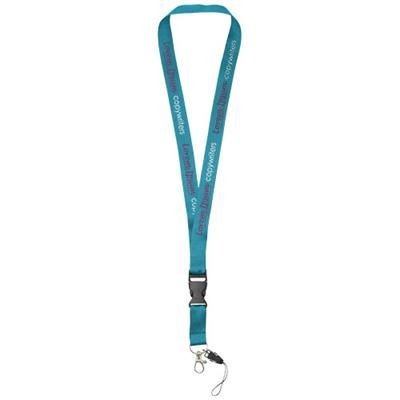 Branded Promotional SAGAN MOBILE PHONE HOLDER LANYARD with Detachable Buckle in Process Blue Lanyard From Concept Incentives.