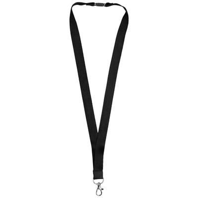 Branded Promotional JULIAN BAMBOO LANYARD with Safety Clip in Black Solid Lanyard From Concept Incentives.