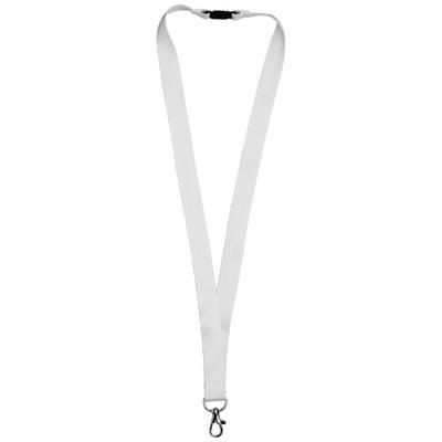 Branded Promotional JULIAN BAMBOO LANYARD with Safety Clip in White Solid Lanyard From Concept Incentives.