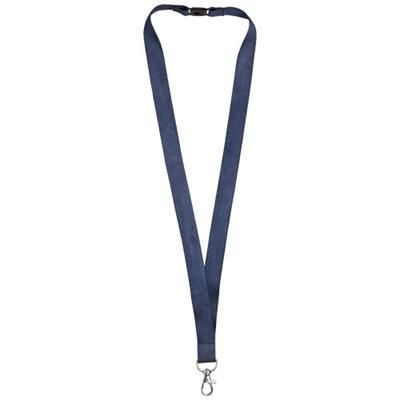 Branded Promotional JULIAN BAMBOO LANYARD with Safety Clip in Navy Lanyard From Concept Incentives.