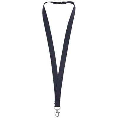 Branded Promotional DYLAN COTTON LANYARD with Safety Clip in Navy Lanyard From Concept Incentives.