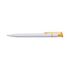 Branded Promotional CALICO BALL PEN SOLID COLOUR in White & Yellow Pen From Concept Incentives.