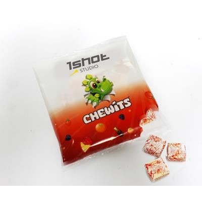 Branded Promotional FLOW BAG with Chewits Sweets From Concept Incentives.