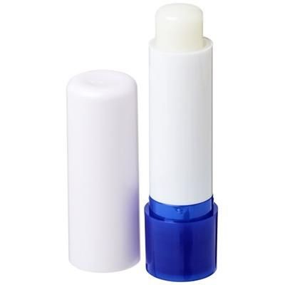 Branded Promotional DEALE LIP BALM STICK in White Solid-royal Blue Lip Balm From Concept Incentives.