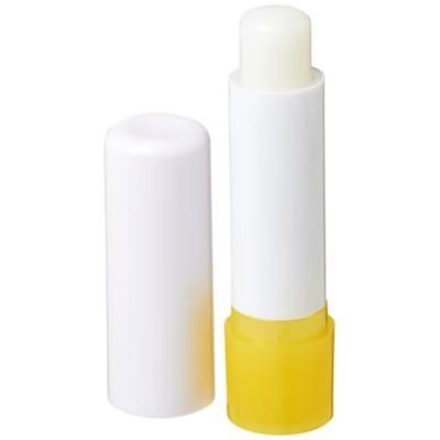 Branded Promotional DEALE LIP BALM STICK in White Solid-yellow Lip Balm From Concept Incentives.