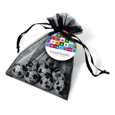 Branded Promotional ORGANZA BAG - CHOCOLATE FOOTBALL Chocolate From Concept Incentives.