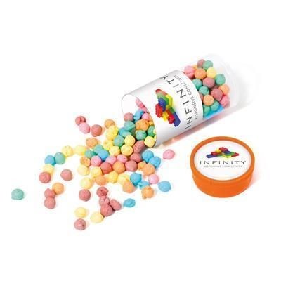 Branded Promotional CLEAR TRANSPARENT MINI TUBE with Millions Sweets Sweets From Concept Incentives.