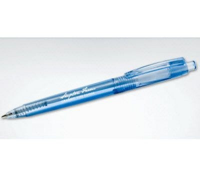 Branded Promotional GREEN & GOOD AVON RETRACTABLE BALL PEN in Clear Transparent Blue Pen From Concept Incentives.