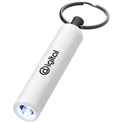 Branded Promotional RETRO LED KEYRING CHAIN LIGHT in White Solid Keyring From Concept Incentives.