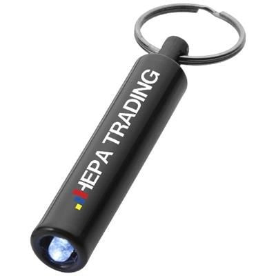 Branded Promotional RETRO LED KEYRING CHAIN LIGHT in Black Solid Keyring From Concept Incentives.