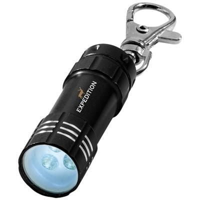 Branded Promotional ASTRO LED KEYRING CHAIN LIGHT in Black Solid Torch From Concept Incentives.